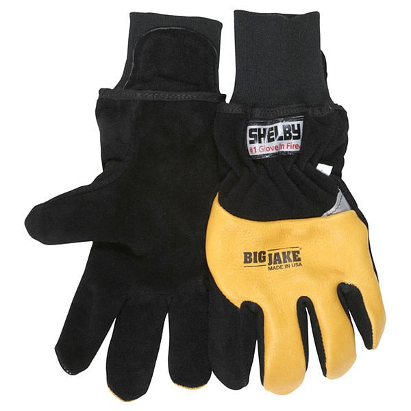 Firefighter Gloves, Black/Yellow, L, PR