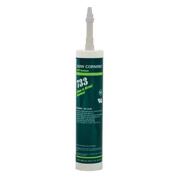 Glass & Metal Sealant, 10.1 oz, Cartridge, Black, Silicone Elastomer Base