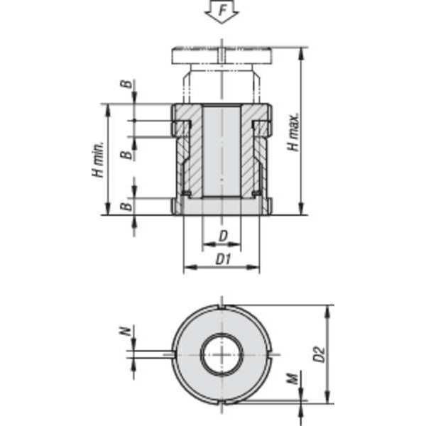 Leveling Set With Locknut, Standard, D=17, 5 Carbon Steel, D2= 58