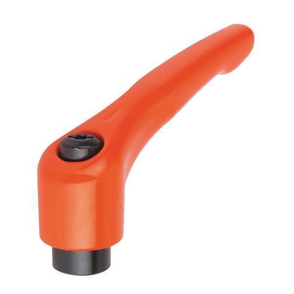 Adjustable Handle, Modern Design, Sz. 0, M04, Die Cast Zinc Orange RAL 2004, Comp: Steel