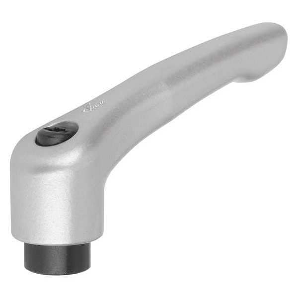 Adjustable Handle, Modern Design, Sz. 5, 1/2-13, Die Cast Zinc Silver Metallic, Comp: Steel