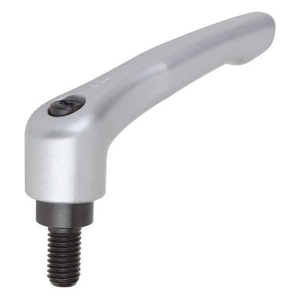 Adjustable Handle, Modern Design, Sz. 2, 3/8-16X50, Die Cast Zinc Silver Metallic, Comp: Steel