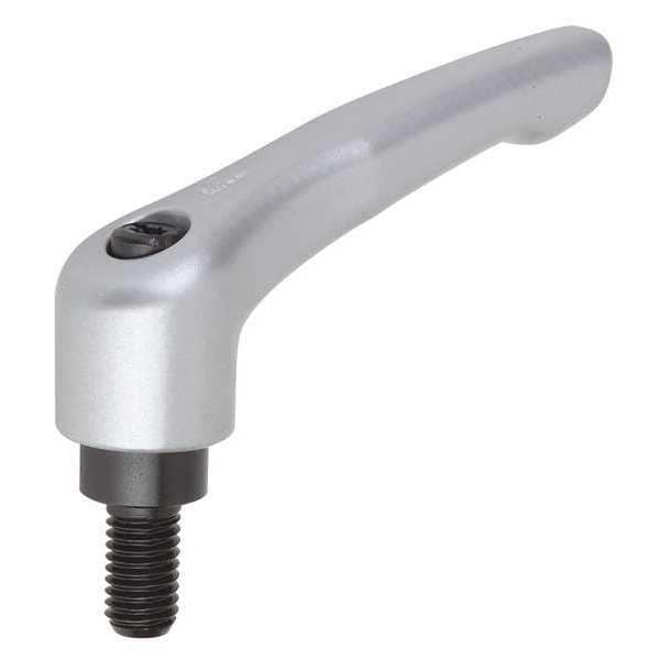Adjustable Handle, Modern Design, Sz. 5, M12X70, Die Cast Zinc Silver Metallic, Comp: Steel