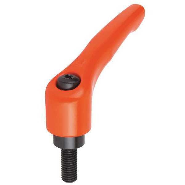 Adjustable Handle, Modern Design, Sz. 1, 1/4-20X50, Die Cast Zinc Orange RAL 2004, Comp: Steel