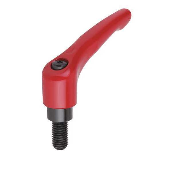 Adjustable Handle, Modern Design, Sz. 2, 1/4-20X45, Die Cast Zinc Red RAL 3003, Comp: Steel