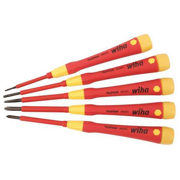 Insulated Screwdriver Set, Phillips/Slotted Tip, Ideal for Electrical Work, 5-Piece