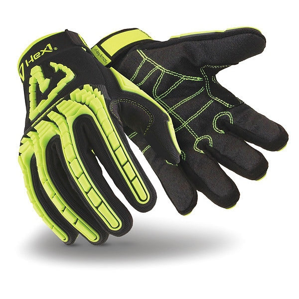 Hi-Vis Cut Resistant Impact Gloves, A1 Cut Level, Uncoated, XS, 1 PR