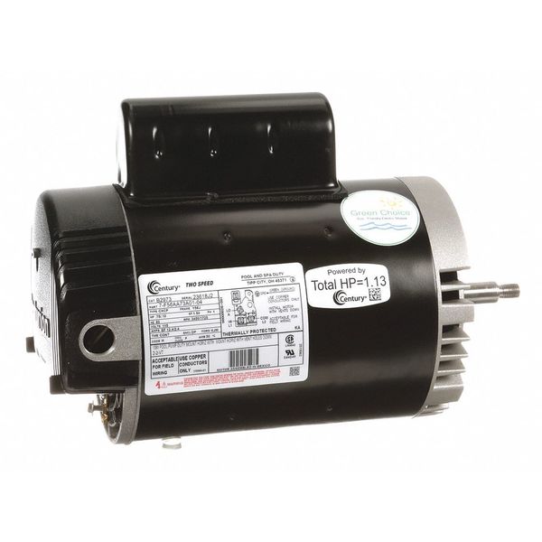 Pool Pump Motor, Permanent Split Capacitor, 3/4, 1/10 HP, 56J Frame, 3,450/1,725 Nameplate RPM
