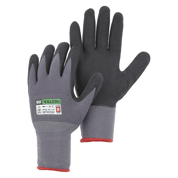 Nitrile Coated Gloves, Palm Coverage, Black/Gray, M, PR