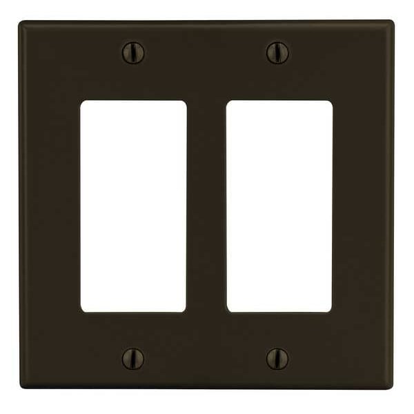 Rocker Wall Plate, Number of Gangs: 2 Plastic, Smooth Finish, Brown