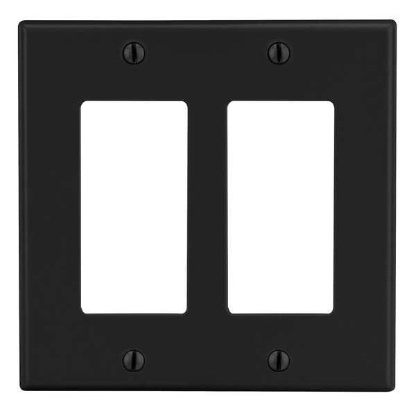 Rocker Wall Plate, Number of Gangs: 2 Plastic, Smooth Finish, Black