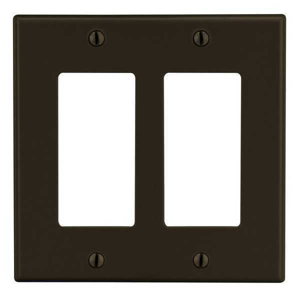 Rocker Wall Plate, Number of Gangs: 2 Plastic, Smooth Finish, Brown