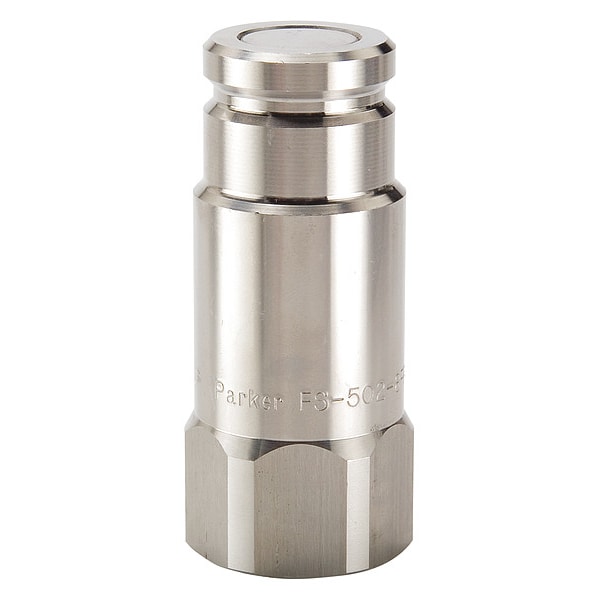 Hydraulic Quick Connect Hose Coupling, 316 Stainless Steel Body, Push-to-Connect Lock, FS Series