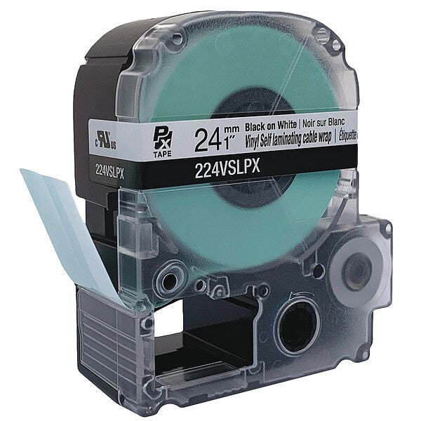 Continuous Label Roll Cartridge, Black on White/Clear, Labels/Roll: 225