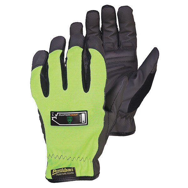 Mechanics Gloves, M, Black/Lime, Single Layer, Stretch Nylon