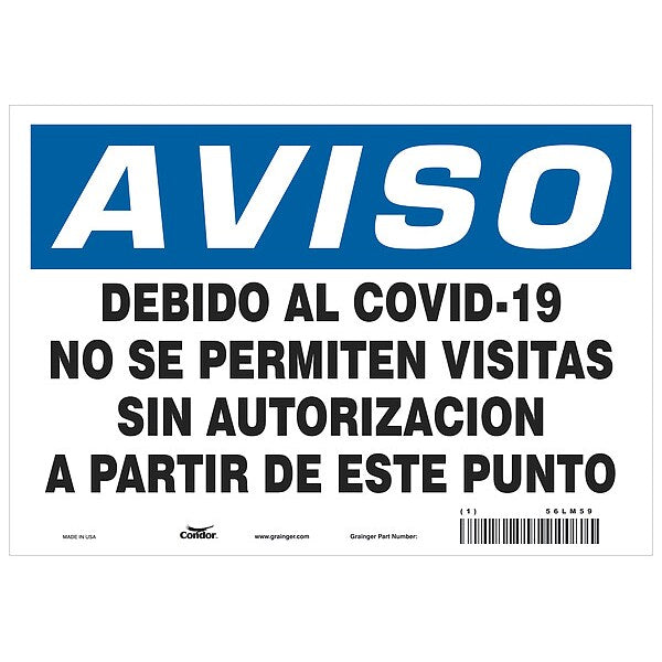 Covid 19 Sign 7X10, Spanish Not Covid19, 7 in Height, 10 in Width, Polyester, Spanish