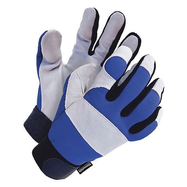 Mechanics Gloves, Black/Blue, Single Layer
