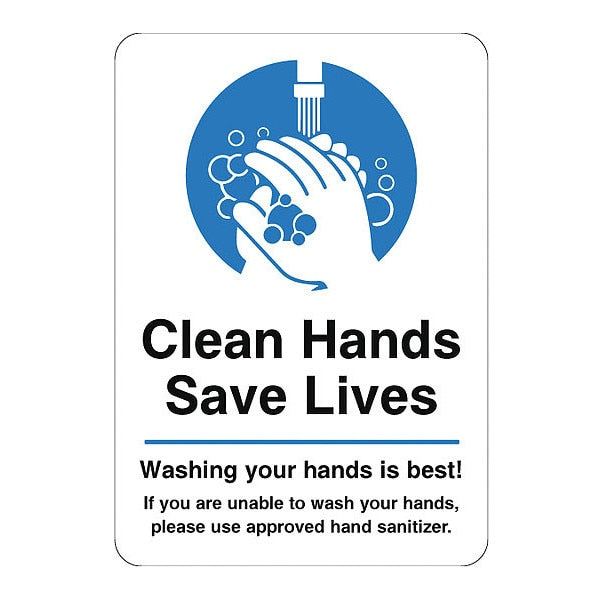 Hygiene Sign, 14 in Height, 10 in Width, Polystyrene, Rectangle, English