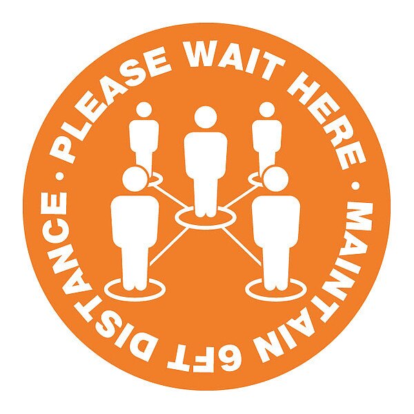 Social Distance Floor Sign, 17 in H, 17 in W, Vinyl, Circle, English, FS-17-724