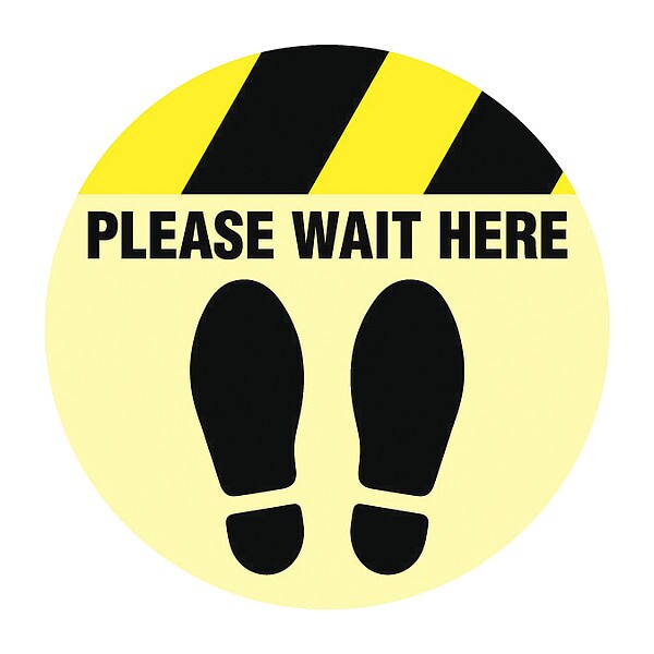 Social Distance Floor Sign, 12 in H, 12 in W, Vinyl, Circle, English, FS-12-910