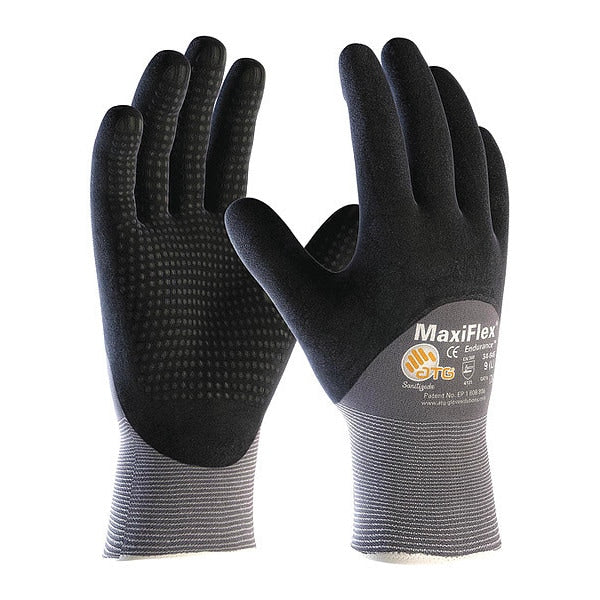Foam Nitrile Coated Gloves, 3/4 Dip Coverage, Black/Gray, 2XL, 12PK