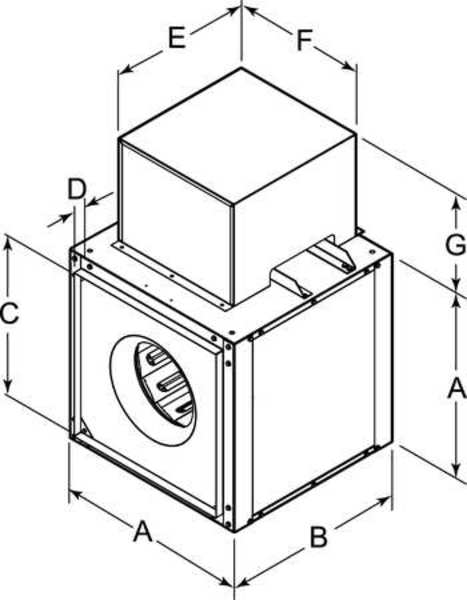 Inline Duct Blower, Less Drive, 13-1/2 In