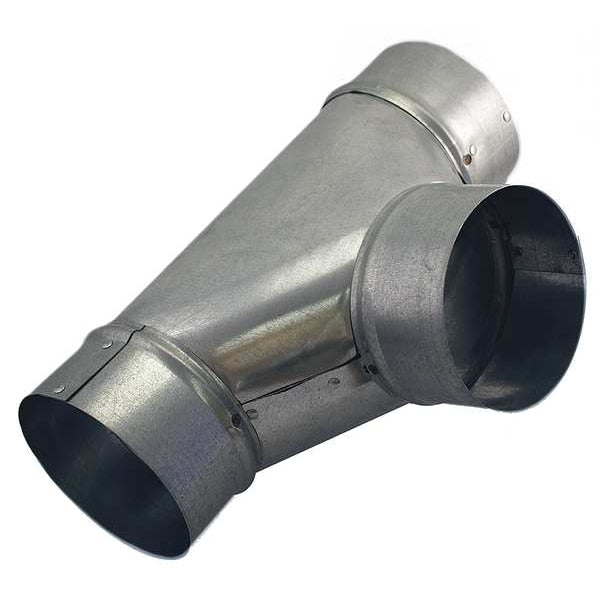 Round Tee, 6 in Duct Dia, Galvanized Steel, 26 GA, 6 in W, 13