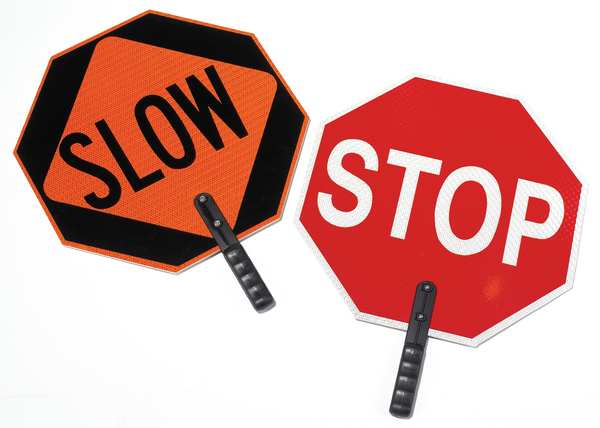 Paddle Sign, Stop/Slow, 18 In. H
