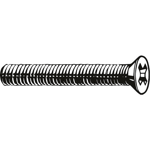 #12-24 x 1-1/4 in Phillips Flat Machine Screw, Zinc Plated Steel, 100 PK