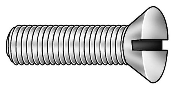 #10-32 x 1-1/4 in Slotted Flat Machine Screw, Zinc Plated Steel, 100 PK