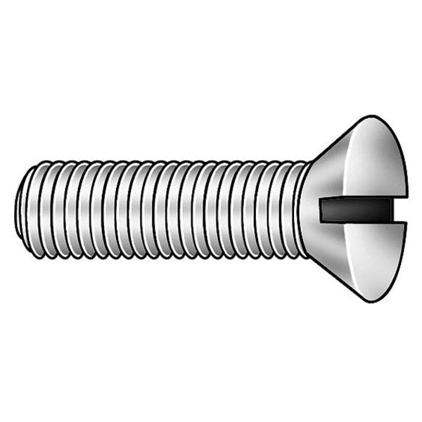 #10-32 x 3/4 in Slotted Flat Machine Screw, Zinc Plated Steel, 100 PK