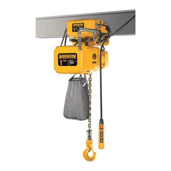 Electric Chain Hoist, 2,000 lb, 15 ft, Motorized Trolley, Yellow