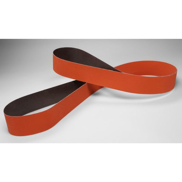 Sanding Belt, Coated, 3 1/2 in W, 15 1/2 in L, 60 Grit, Medium, Ceramic, 777F, Orange