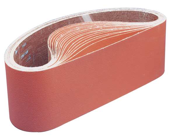 Sanding Belt, Coated, 3 1/2 in W, 15 1/2 in L, 120 Grit, Fine, Ceramic, 777F, Orange