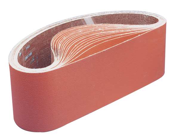 Sanding Belt, Coated, 3 1/2 in W, 15 1/2 in L, 60 Grit, Medium, Ceramic, 777F, Orange
