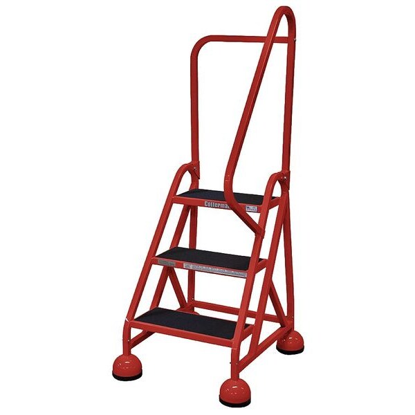 57 in H Steel Rolling Ladder, 3 Steps