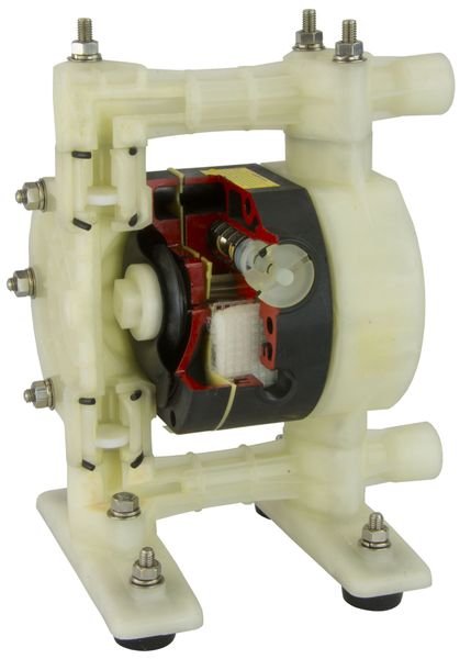 Double Diaphragm Pump, Polypropylene, Air Operated, Santoprene, 15 GPM