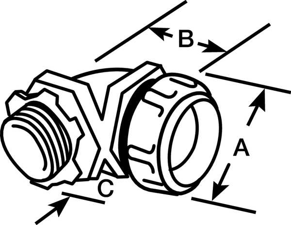 Noninsulated Connector, 3/8 In., 90 Deg