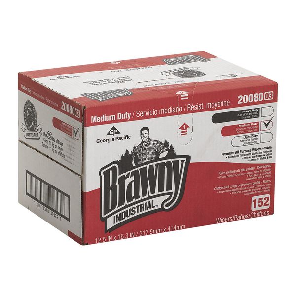 Dry Wipe, White, Dispenser Box, Double Recreped (DRC), 152 Wipes, 12 1/2 in x 16 1/4 in