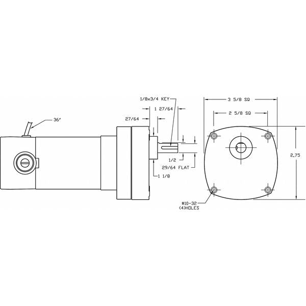 DC Gearmotor, 100.0 in-lb Max. Torque, 9.6 RPM Nameplate RPM, 90V DC Voltage