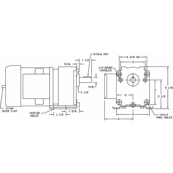 AC Gearmotor, 320.0 in-lb Max. Torque, 7.8 RPM Nameplate RPM, 115/230V AC Voltage, 1 Phase