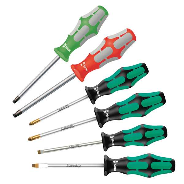 Screwdriver Set, Slotted/Phillips, 6 pcs, Square