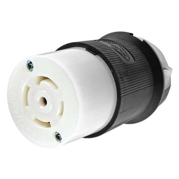 30A Twist-Lock Connector 4P 5W 277/480VAC L22-30R BK/WT