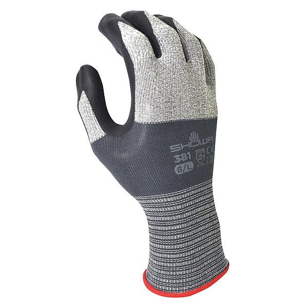 Nitrile Coated Gloves, Palm Coverage, Black/Gray, XL, PR