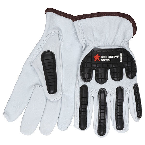 Leather Gloves, White, M, PK12