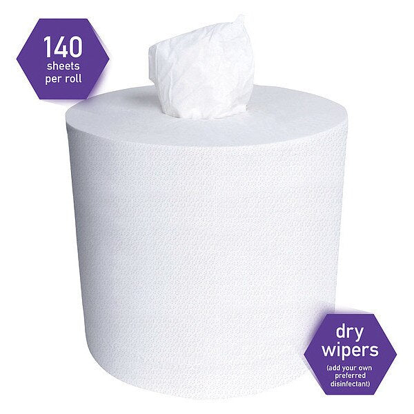 Dry Wipe Roll, White, Hydroknit, 140 Wipes, 12 in x 6 in