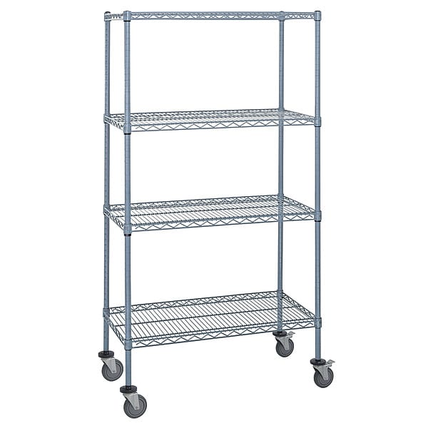 Mobile Stem Caster Cart, Gray, 4 Shelves