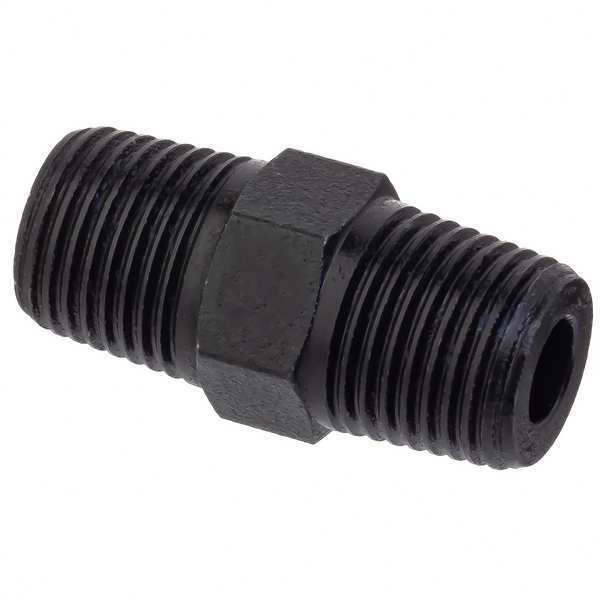 Hex Nipple, Black Zinc-Plated Brass, 1/4