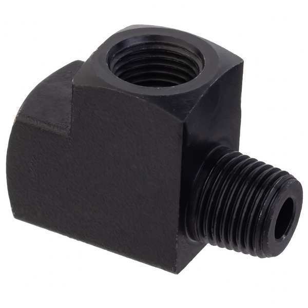 Run Tee, Black Zinc-Plated Brass, 1/2 in