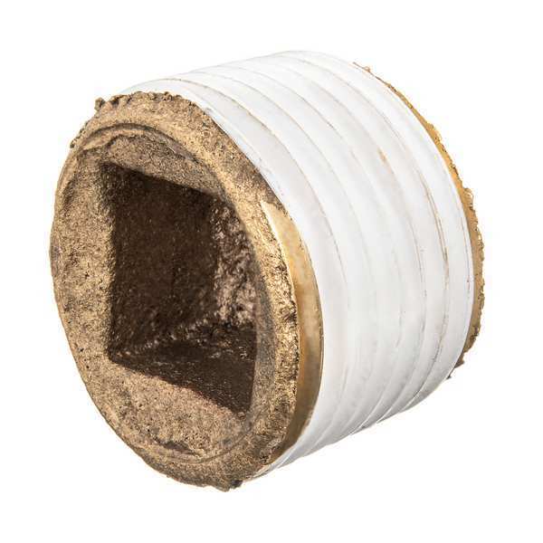 Square Socket Plug, Brass, 3 in, MNPT